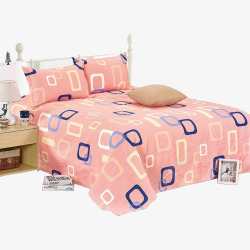 温馨床品被子粉色老粗布床品高清图片