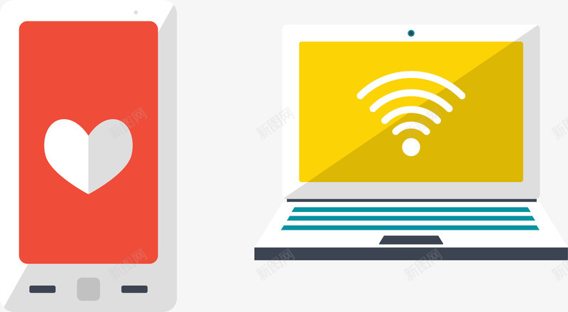 无线网络互连png免抠素材_新图网 https://ixintu.com 互联网 收藏 无线信号 点赞 矢量素材