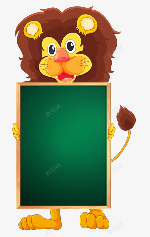 开学黑板促销png免抠素材_新图网 https://ixintu.com 动物 狮子 绿色 黑板