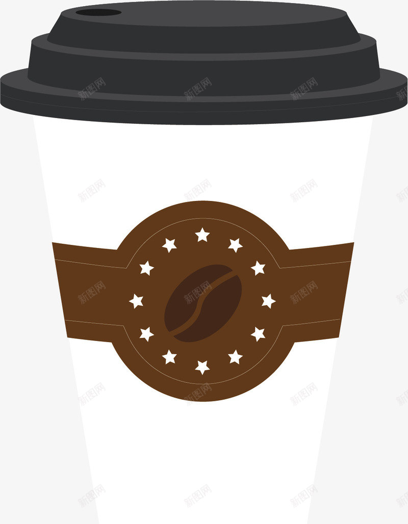 一个咖啡杯矢量图ai免抠素材_新图网 https://ixintu.com 喝咖啡 悠闲 棕色花纹 白色杯子 黑色盖子 矢量图