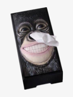 诙谐猴子纸巾盒高清图片