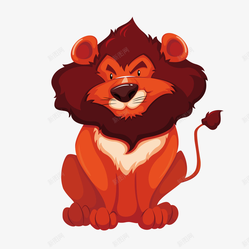 卡通动物红色狮子png免抠素材_新图网 https://ixintu.com 动物 卡通 狮子 狮子矢量 红色
