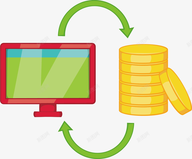 信息化理财矢量图ai免抠素材_新图网 https://ixintu.com 原创 理财 电子商务 电脑 科技 金币 矢量图