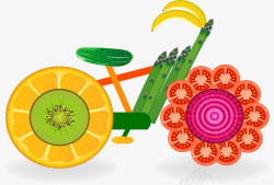 水果拼图自行车矢量图素材