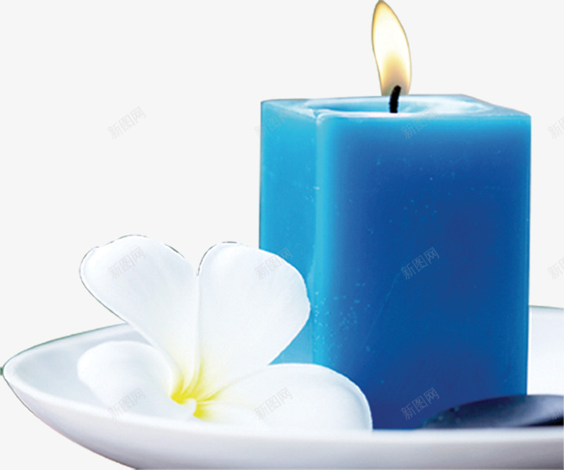 白色花朵蓝色蜡烛png免抠素材_新图网 https://ixintu.com 白色 花朵 蓝色 蜡烛