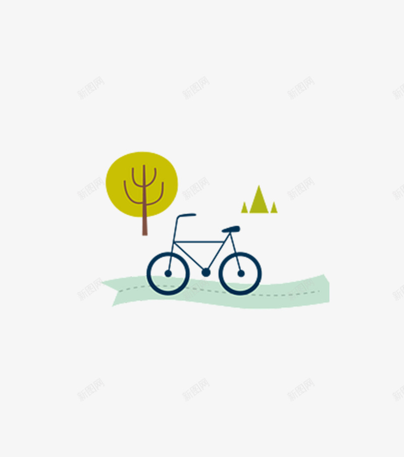 郊外单车png免抠素材_新图网 https://ixintu.com 公路 单车 插图 放松 树木 自行车 郊外 骑行