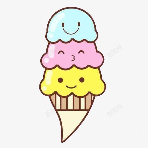 3个可爱冰淇淋球png免抠素材_新图网 https://ixintu.com 可爱冰淇淋 可爱食物 日系可爱食物