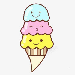 3个可爱冰淇淋球素材