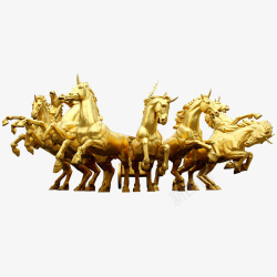 八匹骏马卡通金色的马图高清图片
