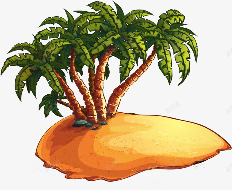岛上椰树png免抠素材_新图网 https://ixintu.com 孤岛上 岛上的树 椰子 椰子树