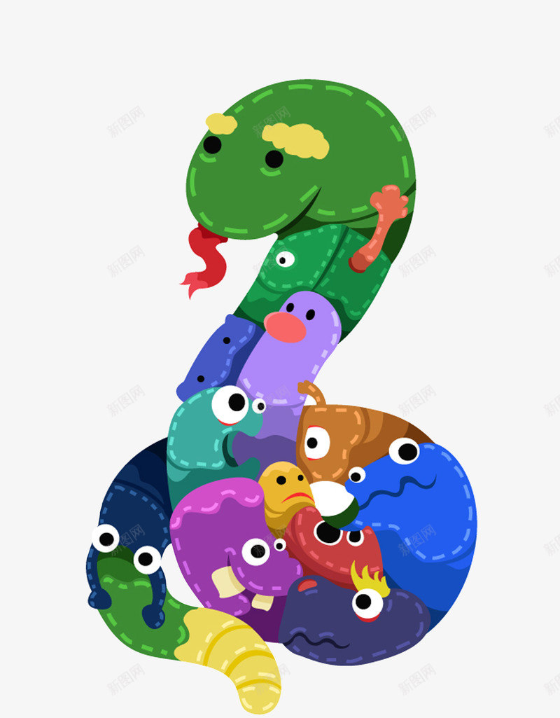十二生肖蛇png免抠素材_新图网 https://ixintu.com 儿童 动物 十二生肖 卡通 可爱 宠物 怪物 萌宠 蛇
