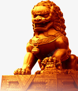 金色威严雕塑狮子素材