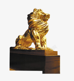 金属色狮子png雕塑金狮子高清图片