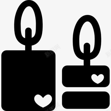 对浪漫的蜡烛燃烧着的心的符号图标图标
