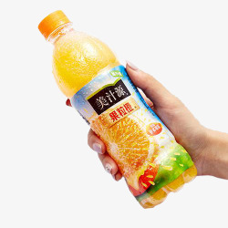瓶装橙汁素材手拿美汁源橙汁高清图片