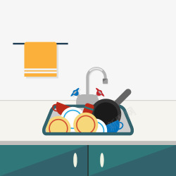不洗碗厨房元素矢量图高清图片