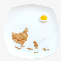 鸡蛋壳拼接成小鸡素材