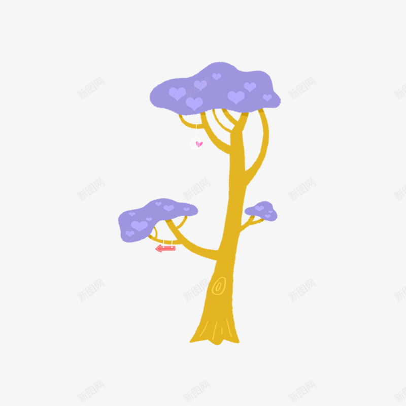 紫色手绘树png免抠素材_新图网 https://ixintu.com 手绘树 松树 紫色