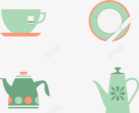 浅绿餐具厨房用具图标图标