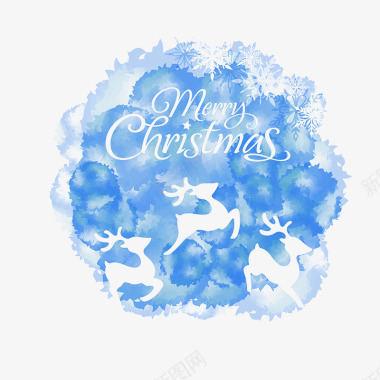 蓝色麋鹿圣诞节图标图标
