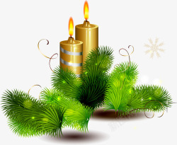 黄色烛火圣诞节装饰金色蜡烛高清图片
