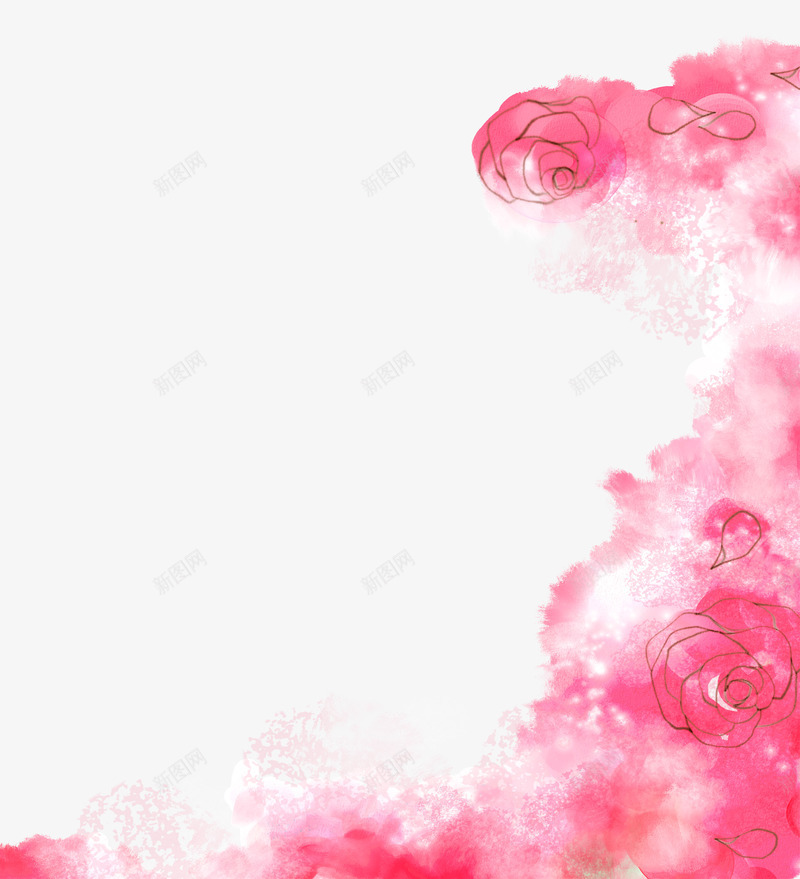 粉色水粉花朵背景装饰图案png免抠素材_新图网 https://ixintu.com 免抠PNG 水粉 粉色 背景 花朵 装饰图案