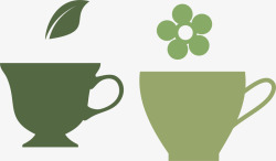 泡茶花朵叶子茶杯矢量图高清图片