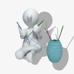 织毛线的小人3D小人高清图片