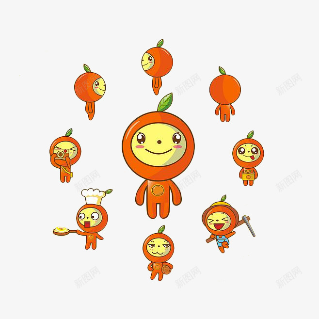 卡通香橙形象png免抠素材_新图网 https://ixintu.com 卡通 厨师 形象 微笑 橙子 照相 表情 设计 香橙 香橙卡通