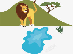 手绘卡通野生动物狮子矢量图素材