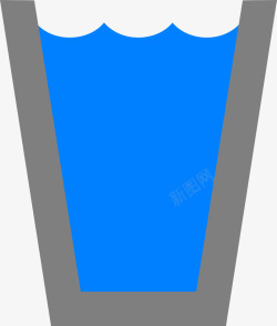 蓝色透明杯子一杯水高清图片