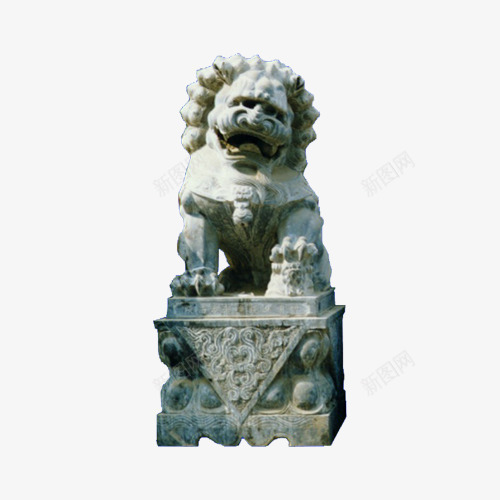石狮子雕塑png免抠素材_新图网 https://ixintu.com 中国风 古董 古风 镇宅