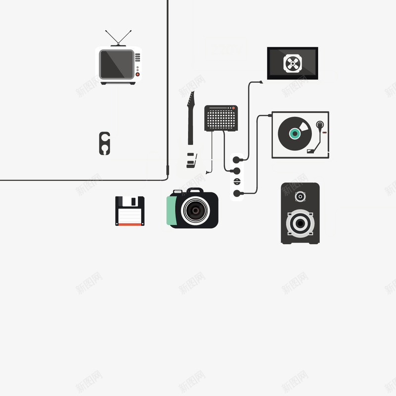 链接电视图标png_新图网 https://ixintu.com 扁平 插头 照相机 黑色