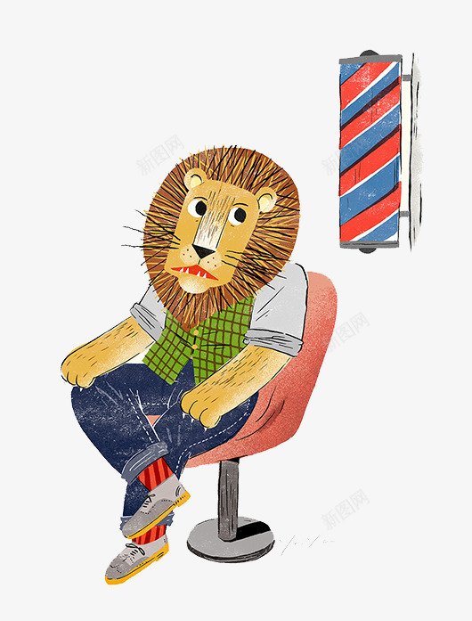 创意卡通狮子插图png免抠素材_新图网 https://ixintu.com 动物插图 插画设计 狮子
