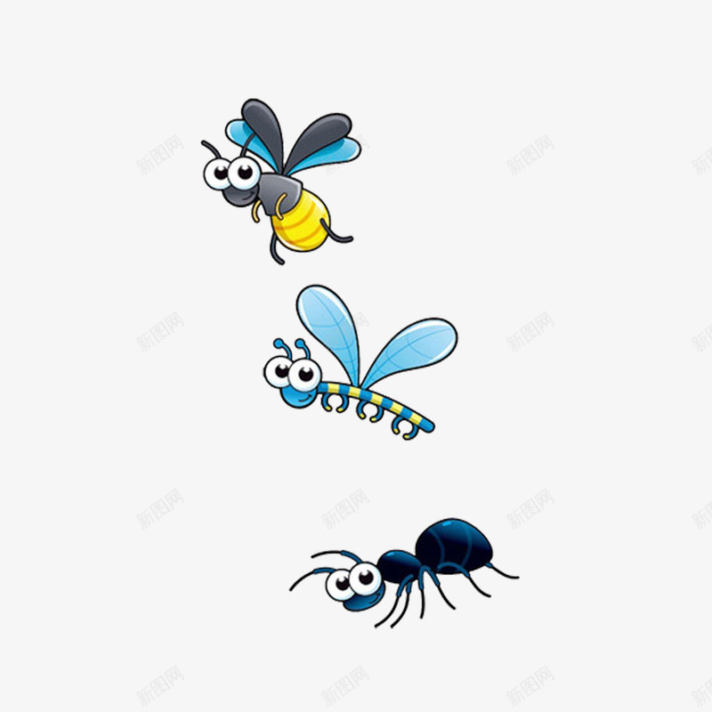 蜻蜓蜜蜂小蚂蚁卡通形象png免抠素材_新图网 https://ixintu.com 卡通 小蚂蚁 蜜蜂 蜻蜓