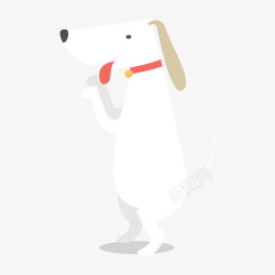 白色站立的宠物狗矢量图素材