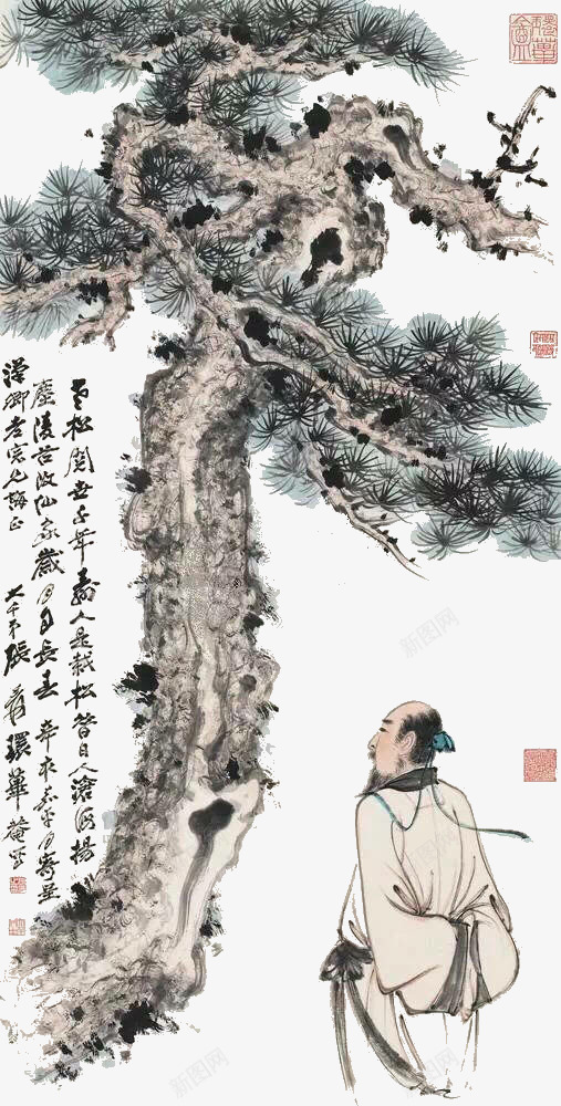 水墨画松树png免抠素材_新图网 https://ixintu.com 国画 松树 树 水墨松