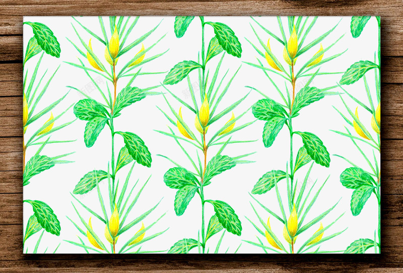 手绘植物图案木纹边框png免抠素材_新图网 https://ixintu.com 手绘绿色 木纹边框 植物图案