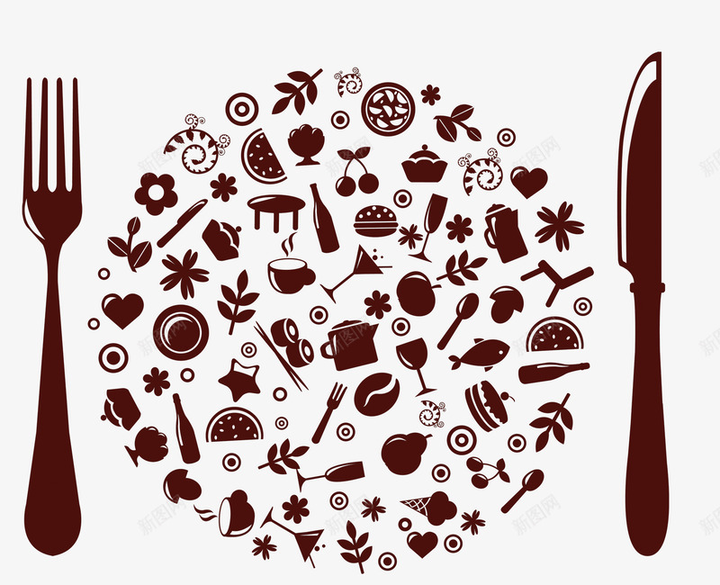 卡通餐具装饰图案png免抠素材_新图网 https://ixintu.com 免抠PNG 卡通 装饰图案 餐具