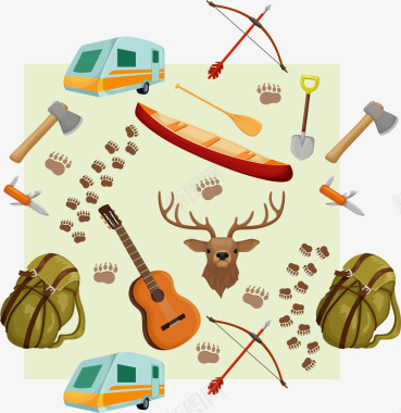 狩猎旅游主题图标图标