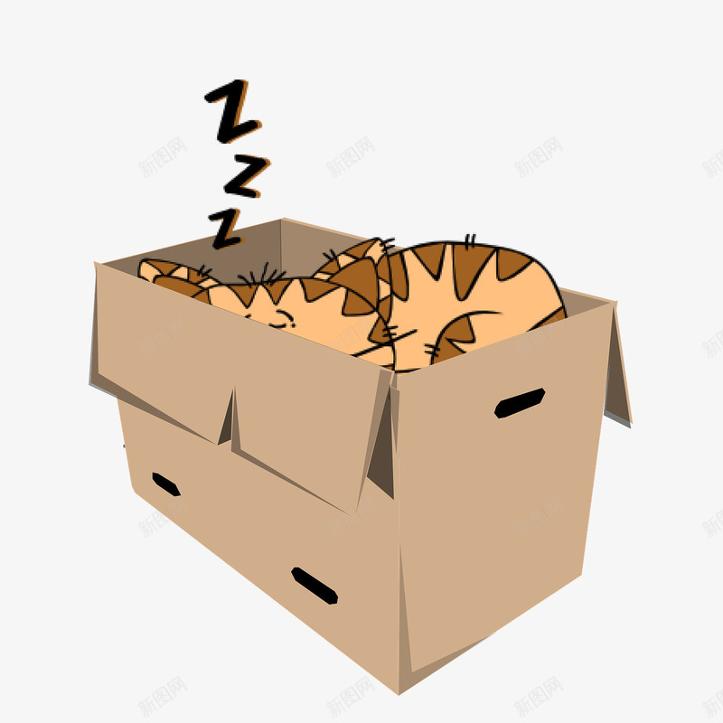 箱子里睡觉的猫咪png免抠素材_新图网 https://ixintu.com 动物 宠物 猫咪 睡觉的猫咪 箱子 箱子里的猫咪 躺被窝里的卡通猫