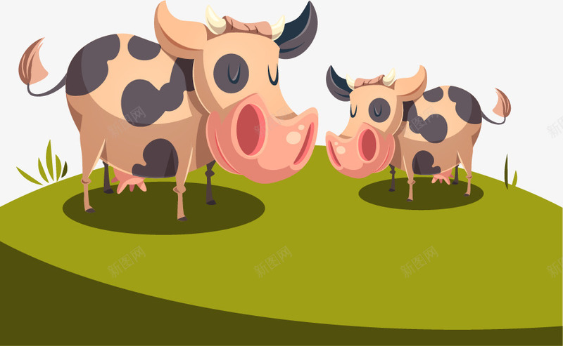 奶牛装饰图案png免抠素材_新图网 https://ixintu.com 卡通 可爱 奶牛 简约 草原
