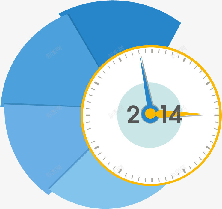 蓝色时钟psd免抠素材_新图网 https://ixintu.com 图块 拼接 时钟 蓝色