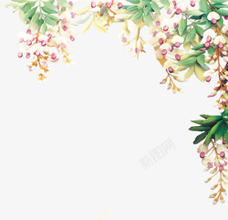 手绘温馨粉色花朵边框植物素材