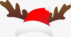 红色卡通麋鹿圣诞帽素材