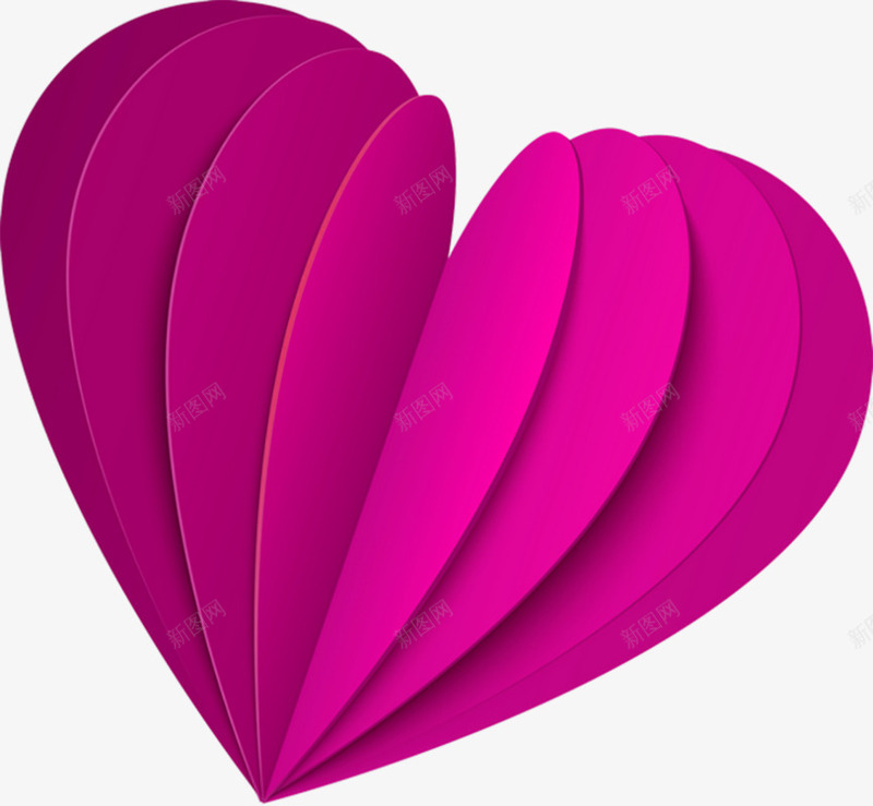 折叠爱心元素png免抠素材_新图网 https://ixintu.com 图形 紫色 红色 装饰图案