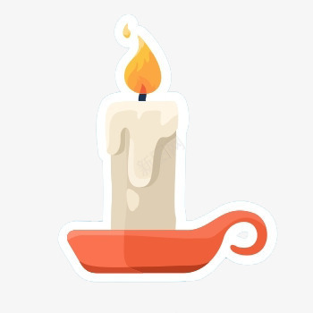 一支正在燃烧的蜡烛png免抠素材_新图网 https://ixintu.com 橙色 灯座