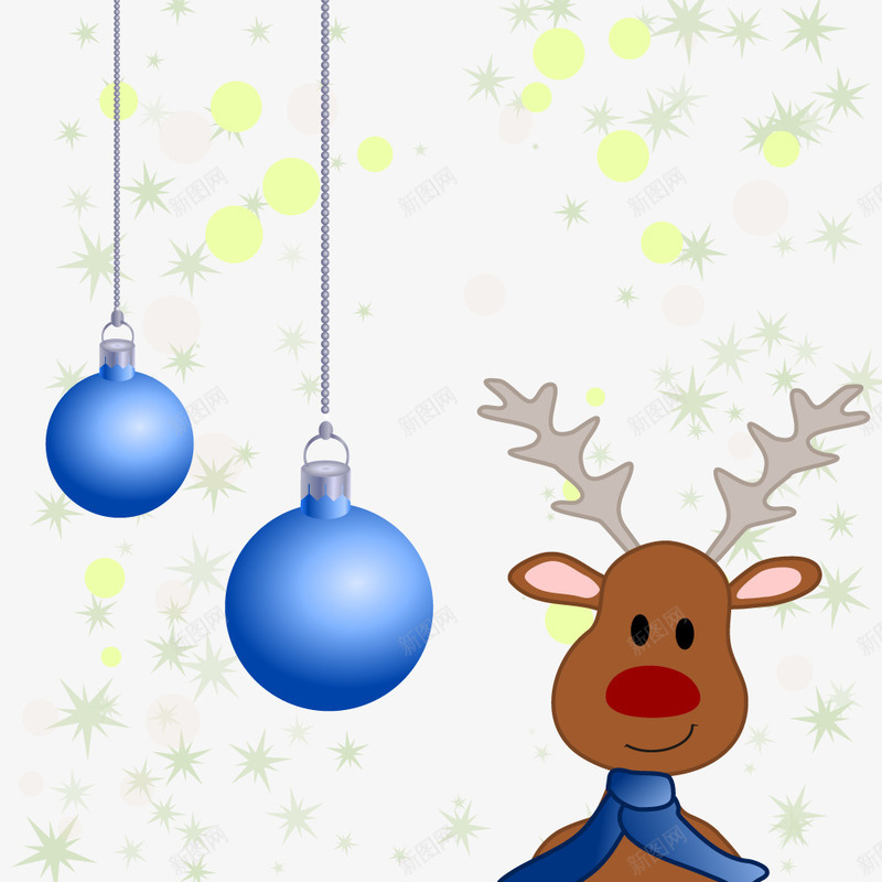 卡通圣诞麋鹿节日装饰png免抠素材_新图网 https://ixintu.com 卡通 吊球 圣诞 节日装饰 麋鹿