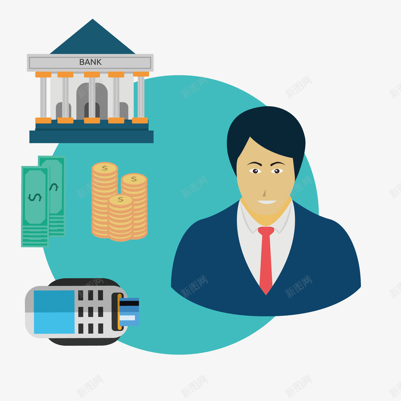 卡通理财师矢量图eps免抠素材_新图网 https://ixintu.com 人物介绍 人物插画 卡通 卡通人物 理财师 矢量人物 矢量图