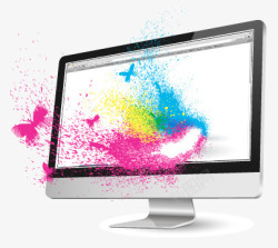 彩色马形象图电脑上的蝴蝶高清图片